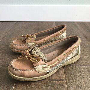Sperry Top-Sider Angelfish Leather Slip On Boat Shoes Loafers - Tan - Women's 6M